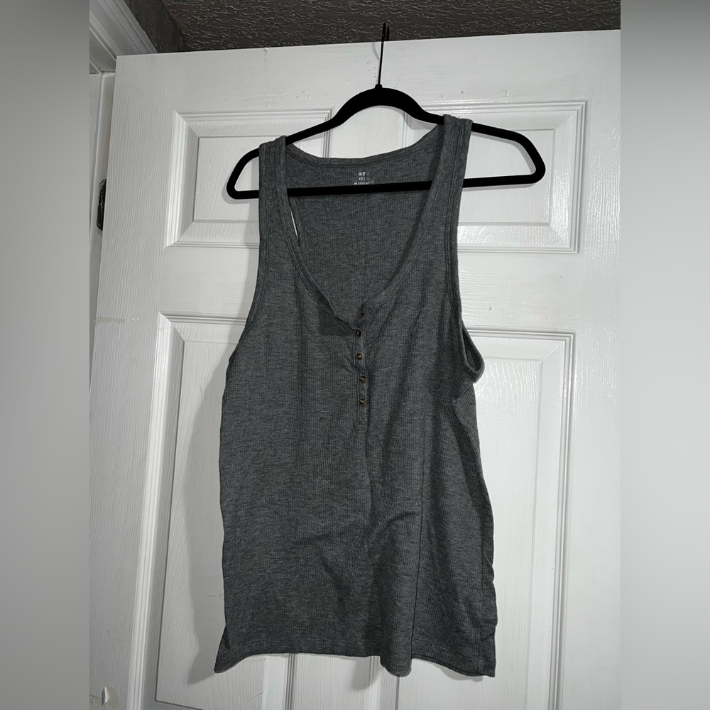 Gray Aerie Buttoned Tank Top.